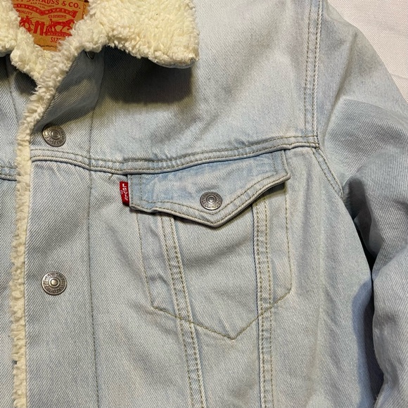 Levi's Light Blue Jacket with Sherpa Collar L - Picture 3 of 7